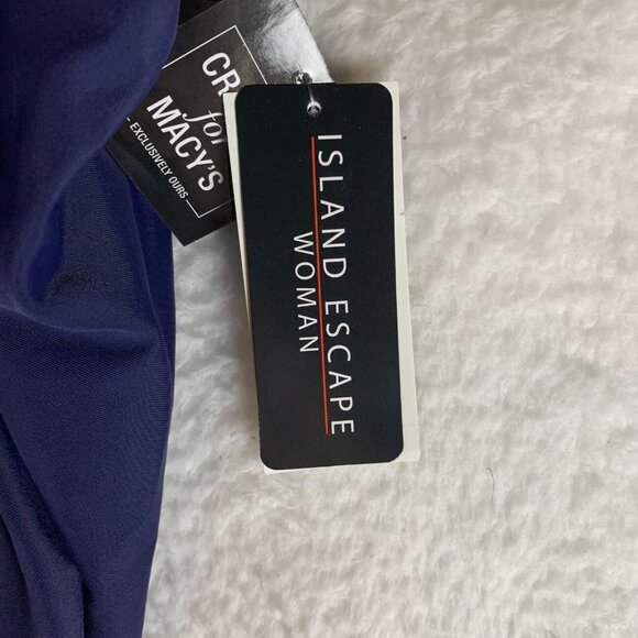 Island Escape Mariposa Swim Skirt Women's 18W Navy Blue Ruffle Hem Ruched Detail - Picture 2 of 9